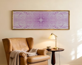 Lavender Fractal Panoramic Wall Art, Pink Crystal Abstract Print