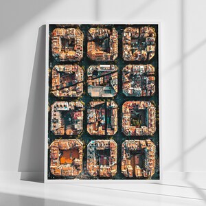 Barcelona Aerial Wall Art, Eixample City Grid Print, Spain Architecture Poster, Modern Office Decor, Framed City Print