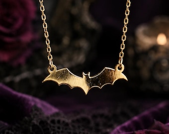 14k Gold Fledermaus Halskette - Winzige Gold Fledermaus Halskette - Fledermaus Schmuck - Gothic Fledermaus Halskette - Silber Fledermaus Halskette - Sterling Silber Fledermaus Halskette