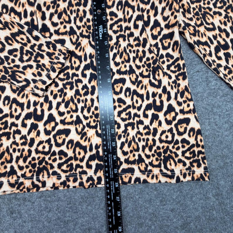 Johnny Was Leopard Print Pajama Set Floral Trim Loungewear Large Womens image 6