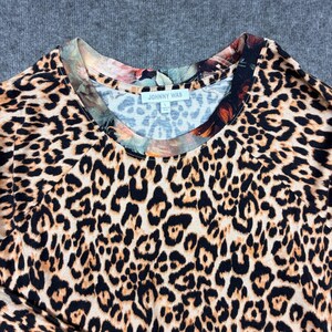 Johnny Was Leopard Print Pajama Set Floral Trim Loungewear Large Womens image 4