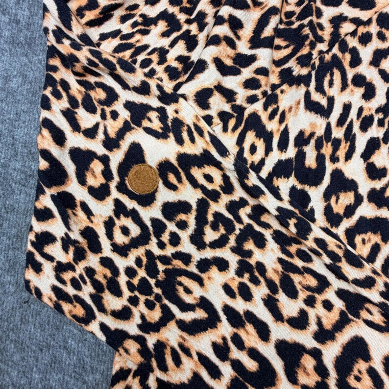 Johnny Was Leopard Print Pajama Set Floral Trim Loungewear Large Womens image 8