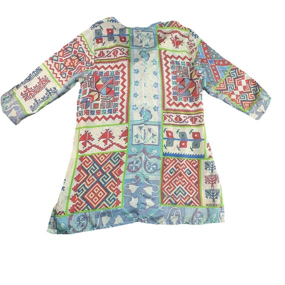 Johnny Was Silk Patchwork Tunic Top Medium Boho E… - image 3