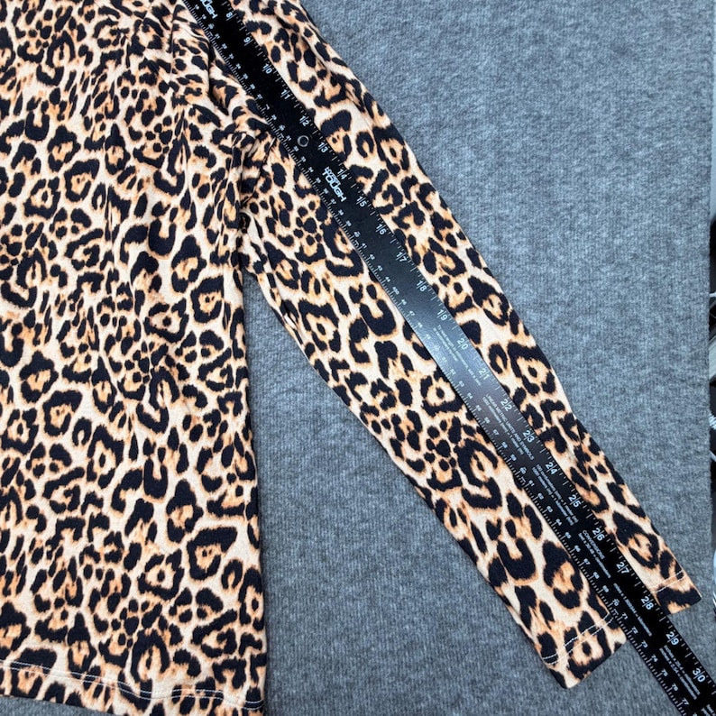 Johnny Was Leopard Print Pajama Set Floral Trim Loungewear Large Womens image 7
