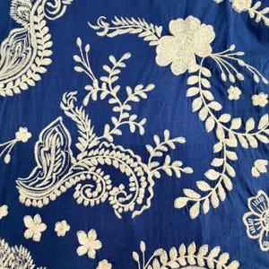 Johnny Was Blue Embroidered Floral Paisley Split Back Cotton T-Shirt XXL B126175 image 6