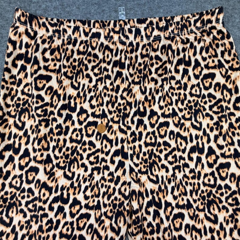 Johnny Was Leopard Print Pajama Set Floral Trim Loungewear Large Womens image 12