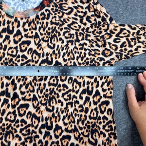Johnny Was Leopard Print Pajama Set Floral Trim Loungewear Large Womens image 5