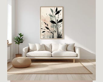 Scandinavian Style Living Room Wall Art Mockups Canva Template, Poster Frame Display Neutral home Backgrounds, Canva Drag Drop Beige Minimal