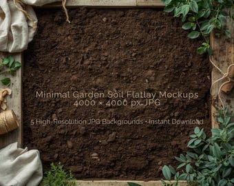 Maquetas de tierra de jardín para vendedores de paquetes de semillas, fondo de producto de jardinería, verde y marrón