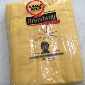 Vintage Broadway flannelette yellow bed sheet - groovy sixties / seventies style large sheet - Grace Bros, still in wrapper, cotton