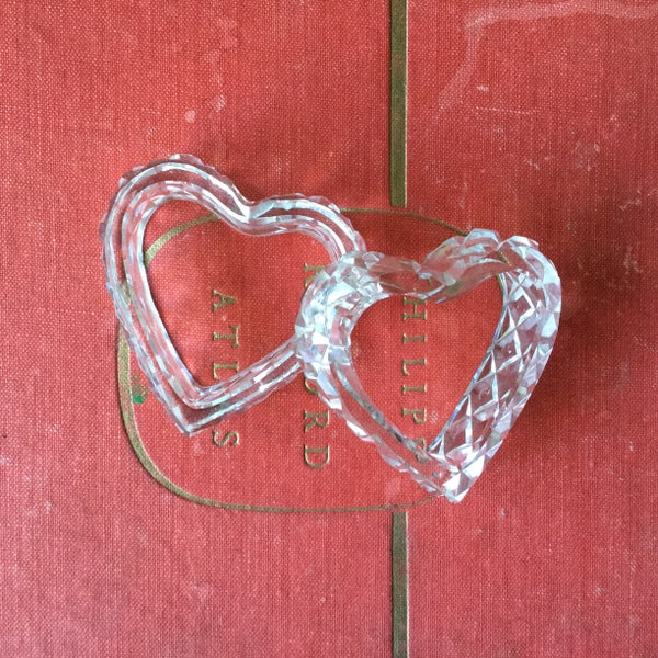 Glass love heart napkin rings - pretty cut glass hearts - romantic dinner, date night or proposal