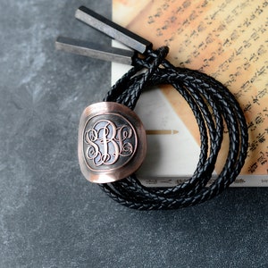 Custom Wedding Bolo Tie, Personalized Monogram Necklace, Bolo tie for men/women wedding, Personalized wedding gift
