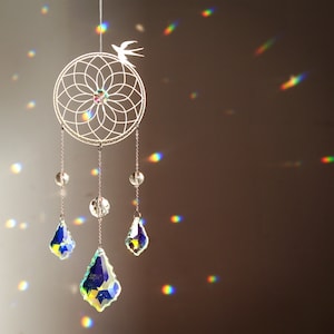 Suncatcher, Rainbow maker, Aurora gemstone suncatcher, crystal prism, Dreamcatcher wall hanging, Hanging Wall Decor Dreamcatcher Sun Catcher