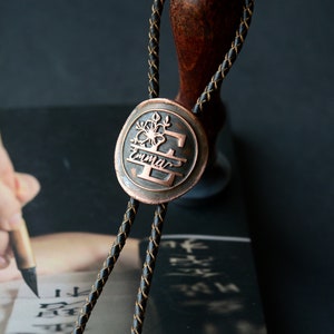 Brown Bolo Tie, INITIAL NECKLACE, bolo tie for men, bolo tie for men wedding, bolo tie women, bolo tie cord, Personalized Name Necklace