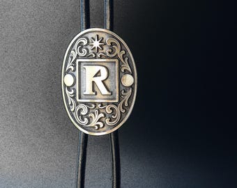 Personalized Initial Bolo Tie, Vintage Cameo Pendant Western Bolo Tie , Country Concert, Festival, Party Accessories, Kids Bolo Tie, Rodeo