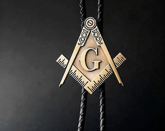 Mason bolo tie, Masonic Bolo Tie, Freemason Necklace, Masonic Jewelry, Freemasonry Bolo Tie, Masonic Symbol Gift, Wedding bolo tie for Men,