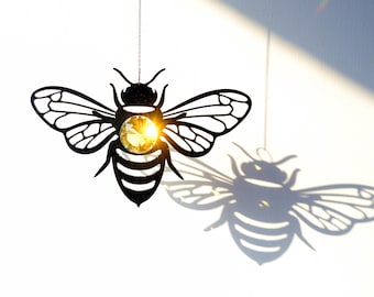 Bee Crystal Suncatcher, Honey bee window hangings, Bee ornament, Yard art , Bee baby shower, Christmas gifts, Rainbow Maker, bee gift