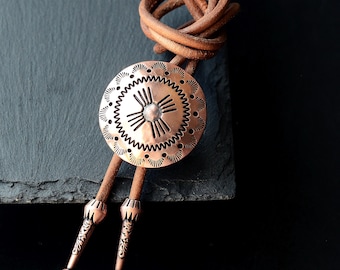 Cravates bolo cuivre, noeud de cou western en cuir marron, bola bola mariage garçons d'honneur