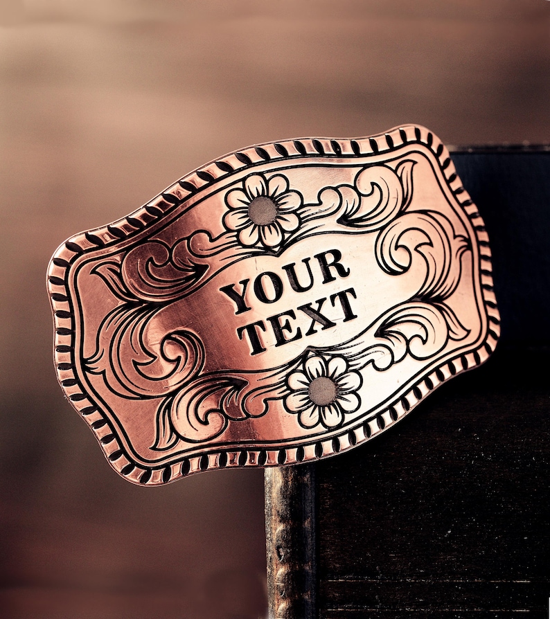 Custom Engraved Belt Buckle, Floral Belt Buckle, Personalize Western ...