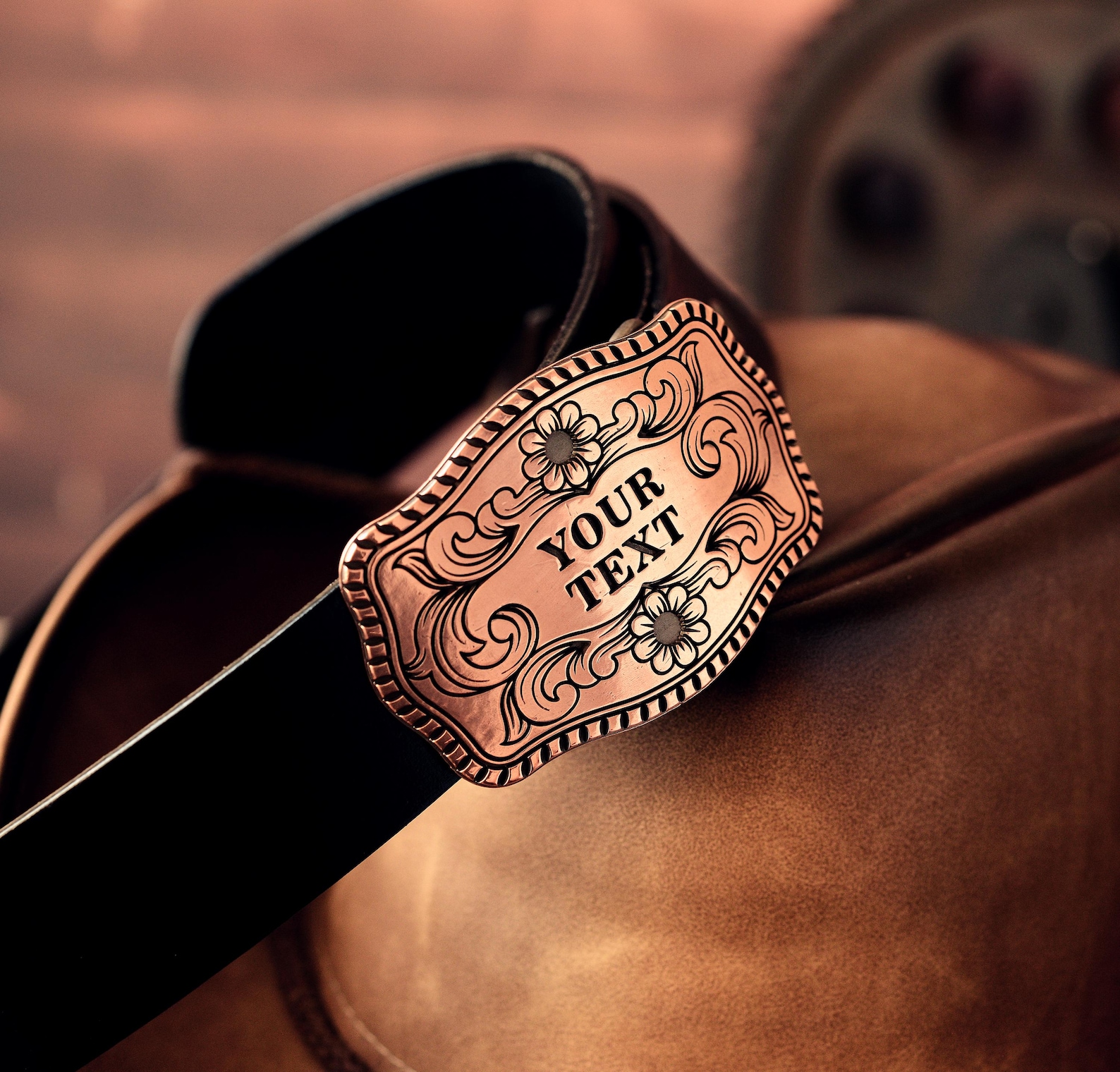 Custom Engraved Belt Buckle, Floral Belt Buckle, Personalize Western ...