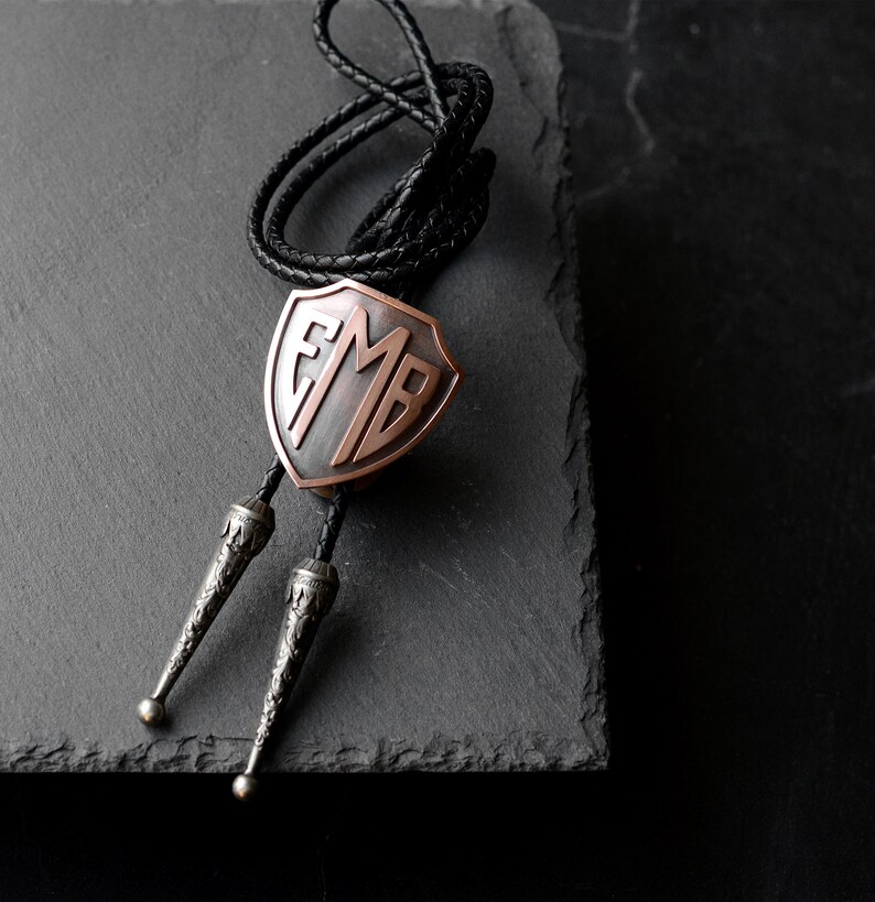 Geometric Shield Bolo Tie, Brown main image 0