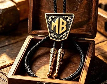 Personnalisez la cravate Bolo Monogram, Bolo Tie de mariage, Bolo Tie cowboy, Bolo Tie Concho vintage, Collier prénom personnalisé