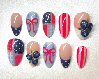Vintage Americana Press On Set • Summer Nails • Handmade Press Ons