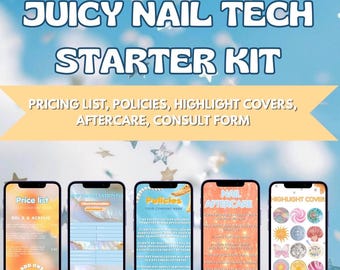 Juicy Nail Tech Business System | Pricing Guide, Policies, Client Forms, Aftercare + Canva Branding Kit