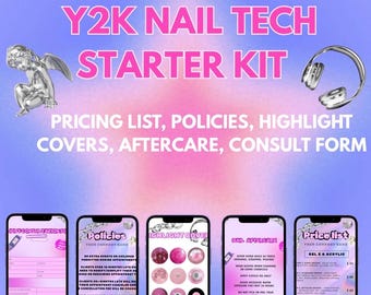 Y2K Nail Tech Business System | Pricing, Policies, Forms (Canva Templates)