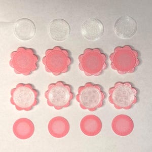 Watermelon Sugar-Pink and Clear , Modular Sewing Fasteners Flower button