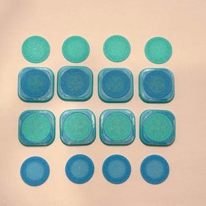 Square Teal Blue Buttons - Interchangeable Snap-Top Modular Fasteners for Jackets and Cardigans