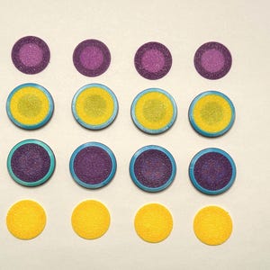 Twilight Horizon" Snap-Top Buttons, Blue, Yellow & Purple, Modular Sewing Fasteners round  22mm