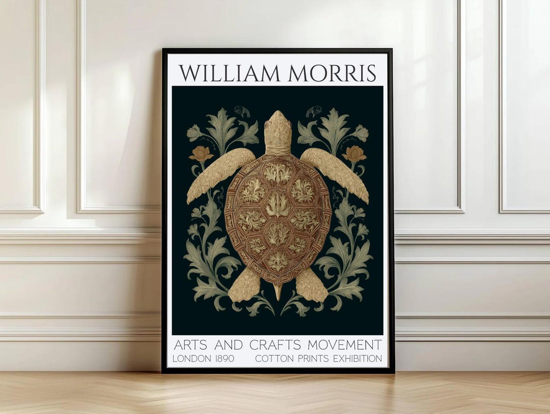 William Morris Sea Turtle Art Poster- Arts & Crafts Movement Home Decor ...
