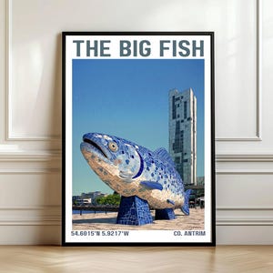 The Big Fish - Salmon of Knowledge Poster - Belfast Travel Print - Antrim Wall Art - Irish Decor - Northern Ireland - Ulster