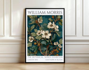 William Morris Hawthorn Poster - Flower Wall Art - May Birth Month Flower Gift - Arts & Crafts Movement Print - Home Wall Decor