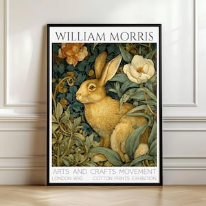 William Morris Rabbit Art Poster- Arts & Crafts Movement Bunny - Hare Home Decor