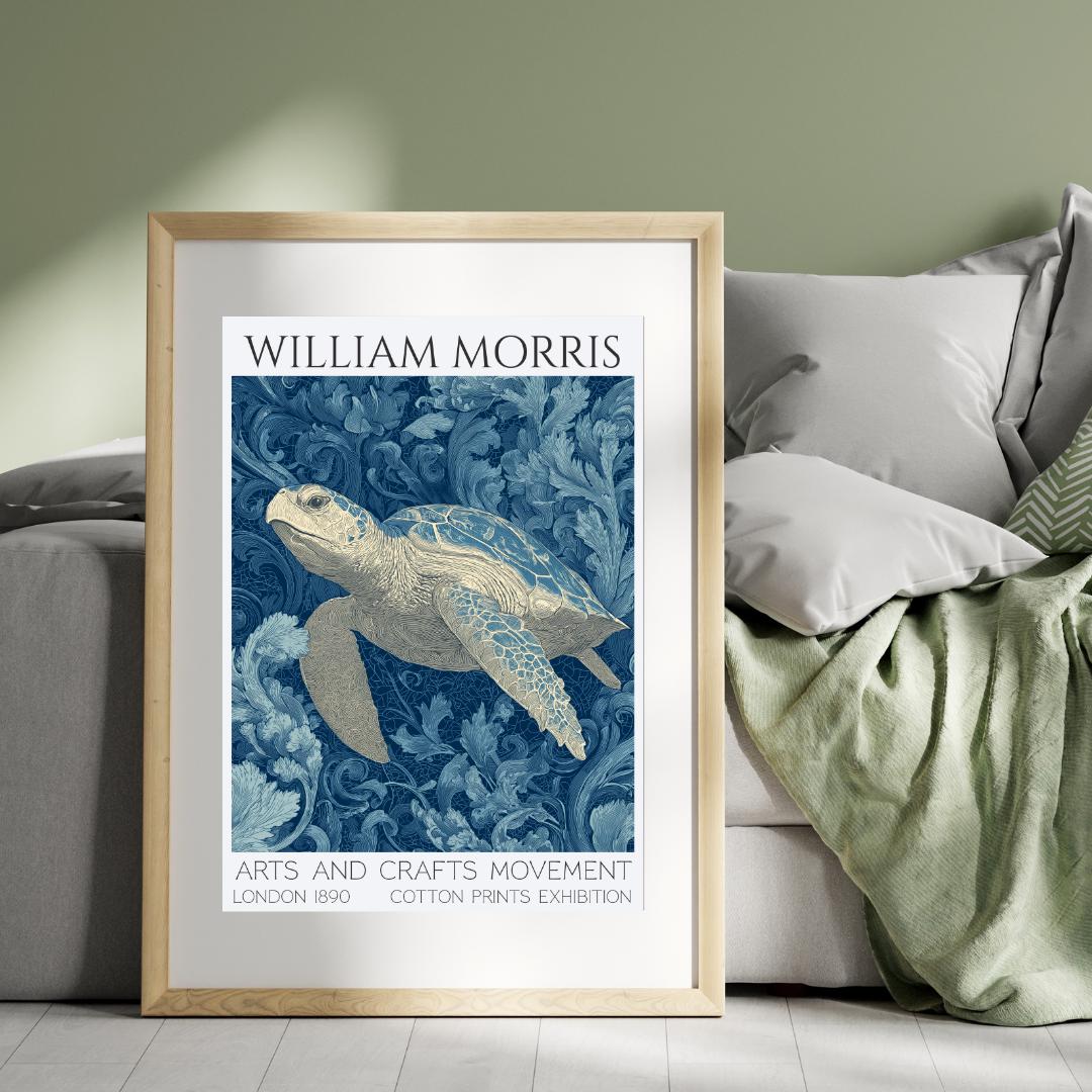 William Morris Sea Turtle Art Poster- Arts & Crafts Movement Home Decor ...