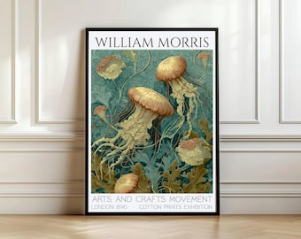 William Morris Jellyfish Art Poster- Arts & Crafts Movement Home Decor - Under Water - Ocean - Sea Life