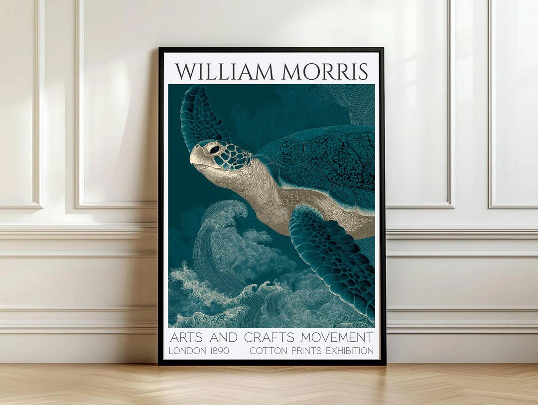 William Morris Sea Turtle Art Poster- Arts & Crafts Movement Home Decor ...