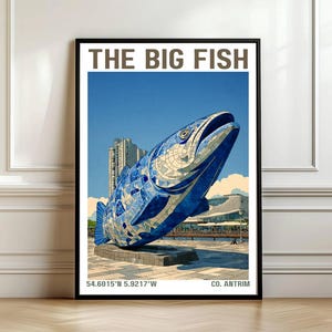 The Big Fish - Salmon of Knowledge Poster - Belfast Travel Print - Antrim Wall Art - Irish Decor - Northern Ireland - Ulster