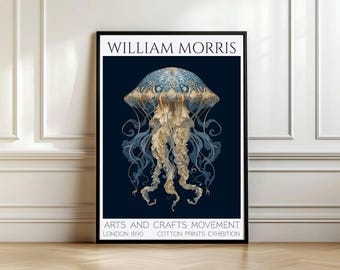 William Morris Jellyfish Art Poster- Arts & Crafts Movement Home Decor - Under Water - Ocean - Sea Life