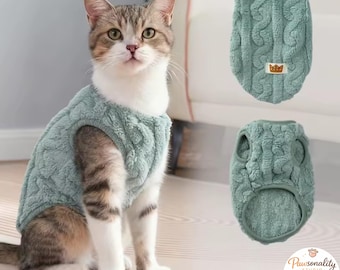 Fleece Pet Sweater for Cats & Small Dogs | Chihuahua Kitten Rabbit Sweater | Soft Cozy Winter Pet Clothes | Cat Sweater Small Dog Jacket