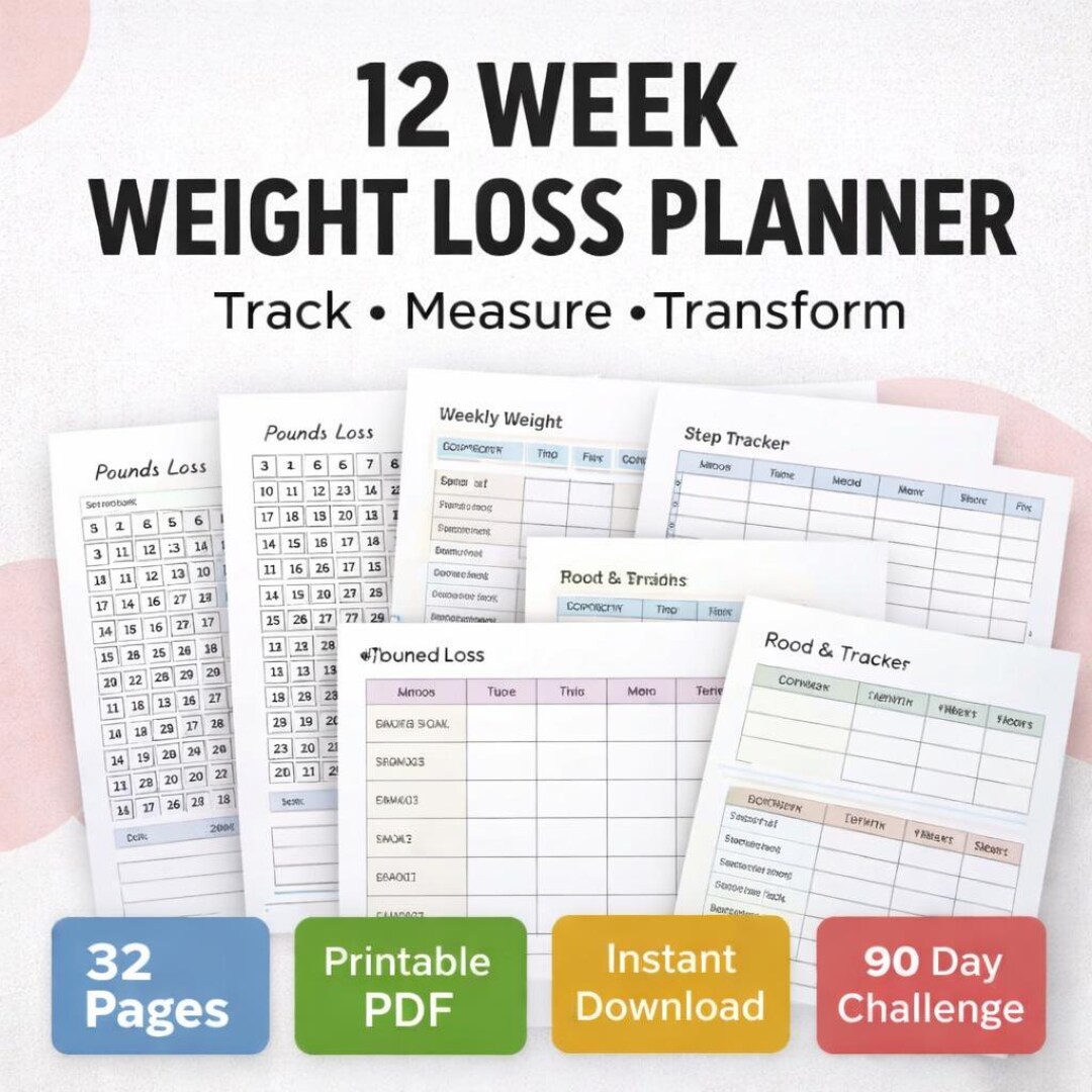 12 Week Weight Loss Planner | 90 Day Fitness Reset Tracker (PDF ...