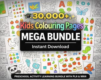 Kinder Malseiten Mega Bundle, 30000+ druckbare Designs (PDF-Download)