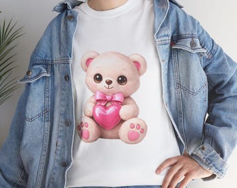 Teddybär mit Herz T-Shirt | Pastellkern T-Shirt