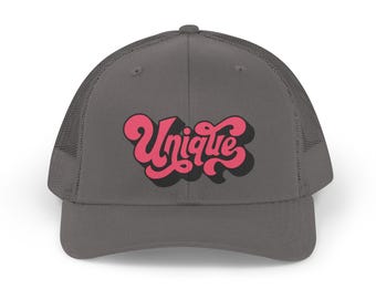 Einzigartige Script Trucker Cap | Retro Pink Schriftzug, Mesh Zurück
