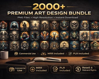 2000+ Kunst Designs bündeln | T-Shirt & POD Grafik, Kommerzielle Nutzung (PNG Digital Download)