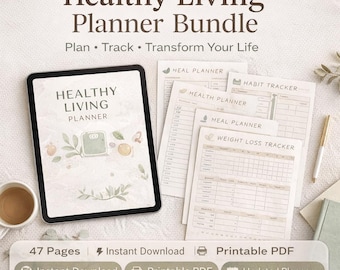 Gesundes Leben Planer Bündel | Wellness, Fitness, Meal Tracker (druckbare PDF)