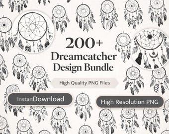Boho Traumfänger PNG Bundle, Clipart Designs (Instant Download)