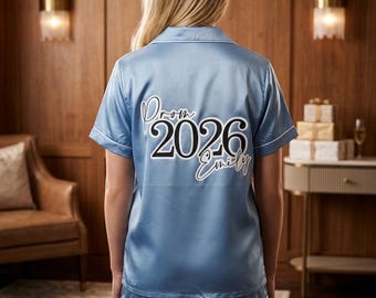 Personalized Prom 2026 Satin Pajamas | Custom Name Sleepwear Set